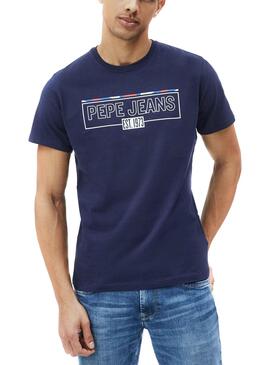 T-Shirt Pepe Jeans Dennis Bleu marine pour Homme