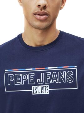T-Shirt Pepe Jeans Dennis Bleu marine pour Homme