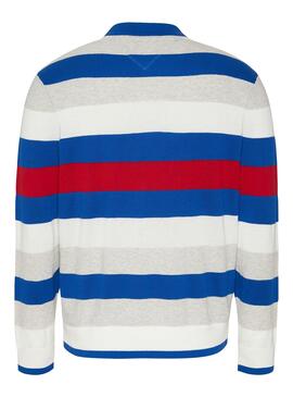 Pull Tommy Jeans Small Text Stripe Bleu Homme