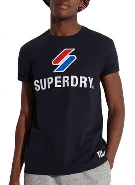 T-Shirt Superdry Sportstyle Classic Bleu marine Homme