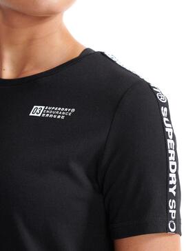 T-Shirt Superdry Gymtech Taped Noire pour Femme