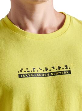 T-Shirt Superdry Tech Code Jaune pour Homme