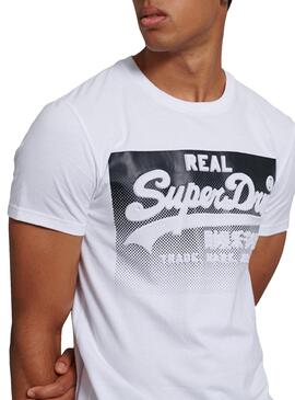 T-Shirt Superdry Halftone Blanc pour Homme