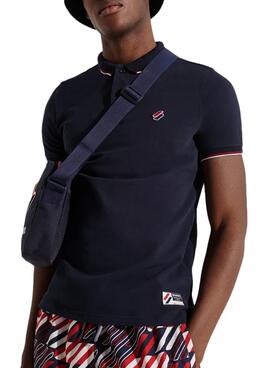 Polo Superdry Sportstyle Twin Tipped Bleu marine Homme