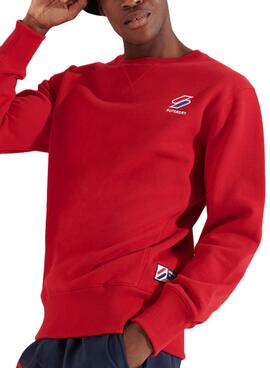 Sweat Superdry Sportstyle Crew Rouge pour Homme