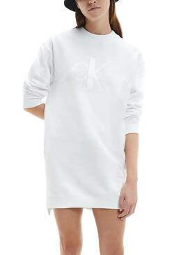 Robe Calvin Klein Tonal Monogram Blanc Femme