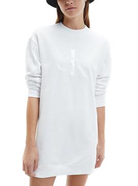 Robe Calvin Klein Tonal Monogram Blanc Femme