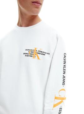 Sweat Calvin Klein Urbain Graphic Blanc Homme