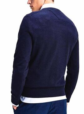 Pull Tommy Hilfiger Blend V Neck Bleu marine Homme