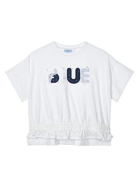T-Shirt Mayoral Aplique Bleu Blanc pour Fille