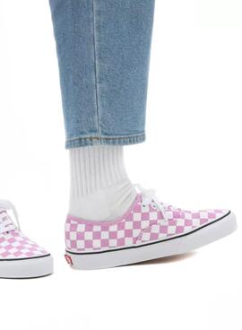 Baskets Vans Authentic Checkerboard Rose Femme