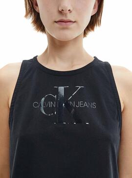 T-Shirt Calvin Klein Tonal Monogram Noire Femme