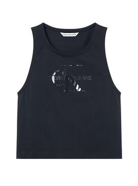 T-Shirt Calvin Klein Tonal Monogram Noire Femme