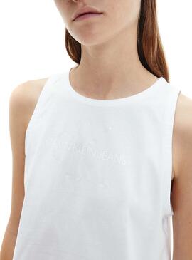 T-Shirt Calvin Klein Tonal Monogram Blanc Femme