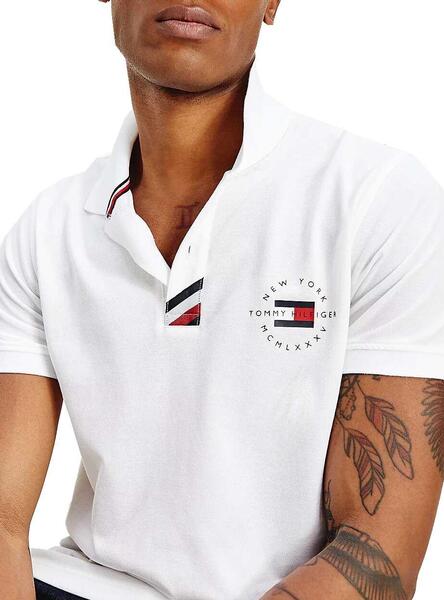 Polo Tommy Hilfiger Placket Slim Blanc Homme