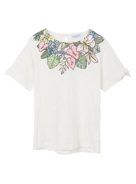 T-Shirt Mayoral feuille Blanc pour Fille