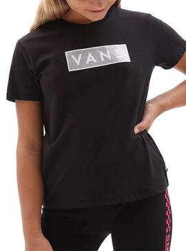 T-Shirt Vans Easy Box Glitter Noir pour Fille