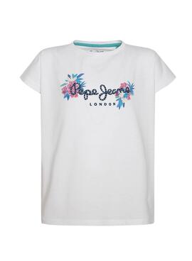 T-Shirt Pepe Jeans Cris Blanc pour Fille