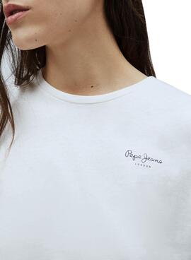 T-Shirt Pepe Jeans Bloom Blanc pour Femme