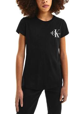 T-Shirt Coffre Calvin Klein Monogram Noire Fille