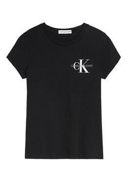 T-Shirt Coffre Calvin Klein Monogram Noire Fille