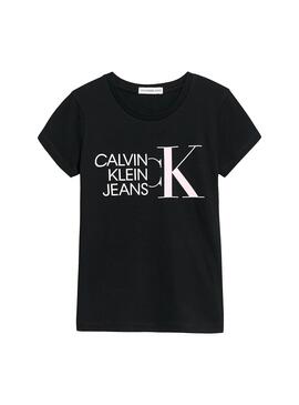 T-Shirt Logo hybride Calvin Klein Noire Fille