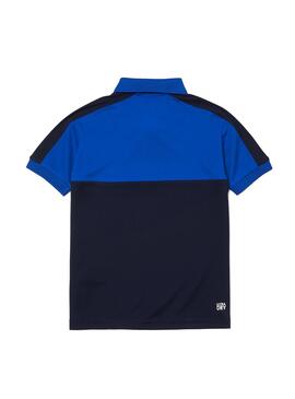 Polo Lacoste Piqué Couleur Block Bleu pour Garçon