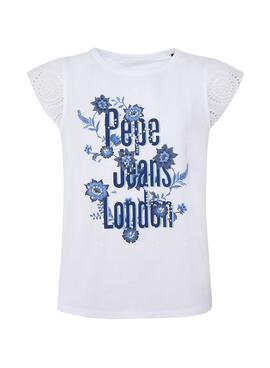 T-Shirt Pepe Jeans Paige Blanc pour Fille