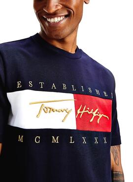 T-Shirt Tommy Hilfiger Signature Bleu marine Homme