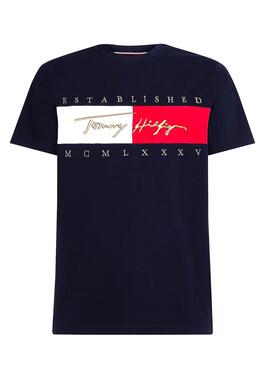 T-Shirt Tommy Hilfiger Signature Bleu marine Homme