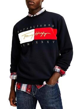 Sweat Tommy Hilfiger Signature Bleu marine Homme