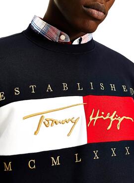 Sweat Tommy Hilfiger Signature Bleu marine Homme