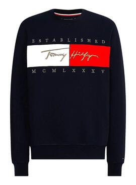 Sweat Tommy Hilfiger Signature Bleu marine Homme