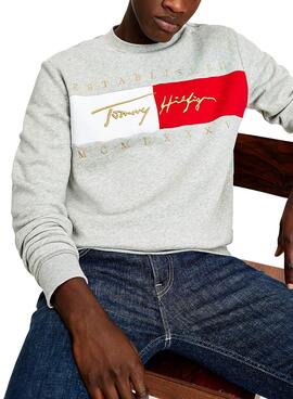 Sweat Tommy Hilfiger Signature Gris Homme