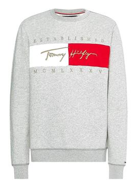 Sweat Tommy Hilfiger Signature Gris Homme