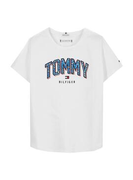 T-Shirt Tommy Hilfiger Satin Blanc pour Fille
