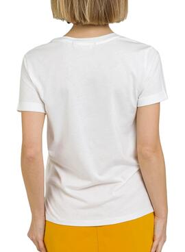 T-Shirt Naf Naf Flores Blanc pour Femme