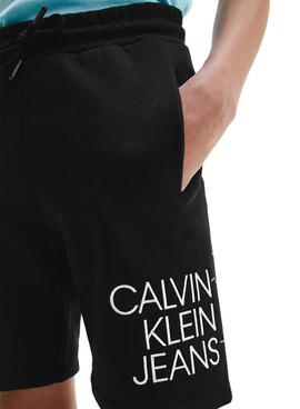 Bermuda Calvin Klein Hybrid Logo Noir pour Garçon