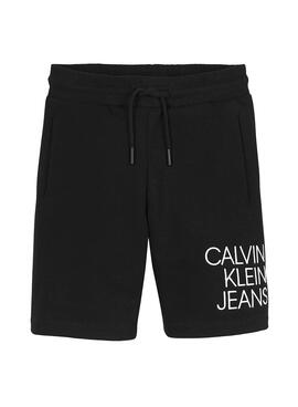 Bermuda Calvin Klein Hybrid Logo Noir pour Garçon