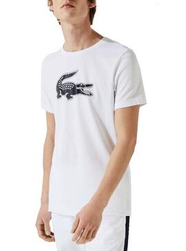 T-Shirt Logo Lacoste 3D Blanc pour Homme