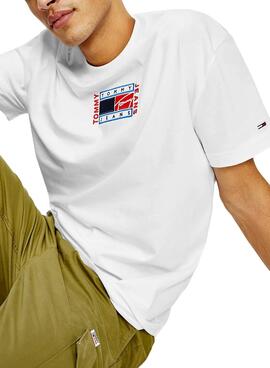 T-Shirt Tommy Jeans Timeless Flag Blanc Homme