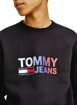 Sweat Tommy Jeans Logo Crew Noire pour Homme