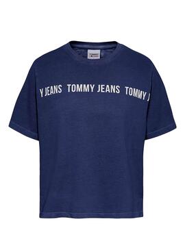 T-Shirt Tommy Jeans Cropped Bleu marine pour Femme