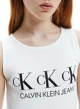 T-Shirt Calvin Klein Repeat Blanc pour Fille