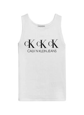 T-Shirt Calvin Klein Repeat Blanc pour Fille