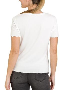 T-Shirt Naf Naf Flowers Blanc pour Femme