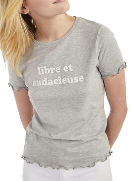 T-Shirt Message Naf Naf Gris pour Femme