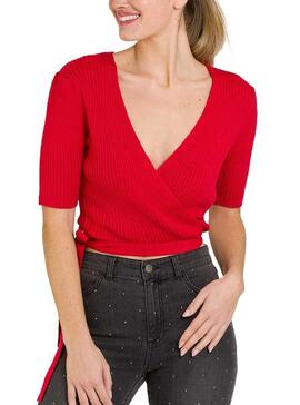 Veste Naf Naf Bolero Knitted Rouge pour Femme