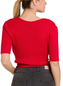 Veste Naf Naf Bolero Knitted Rouge pour Femme