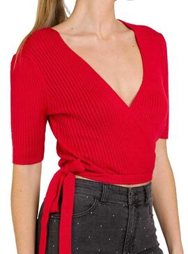 Veste Naf Naf Bolero Knitted Rouge pour Femme